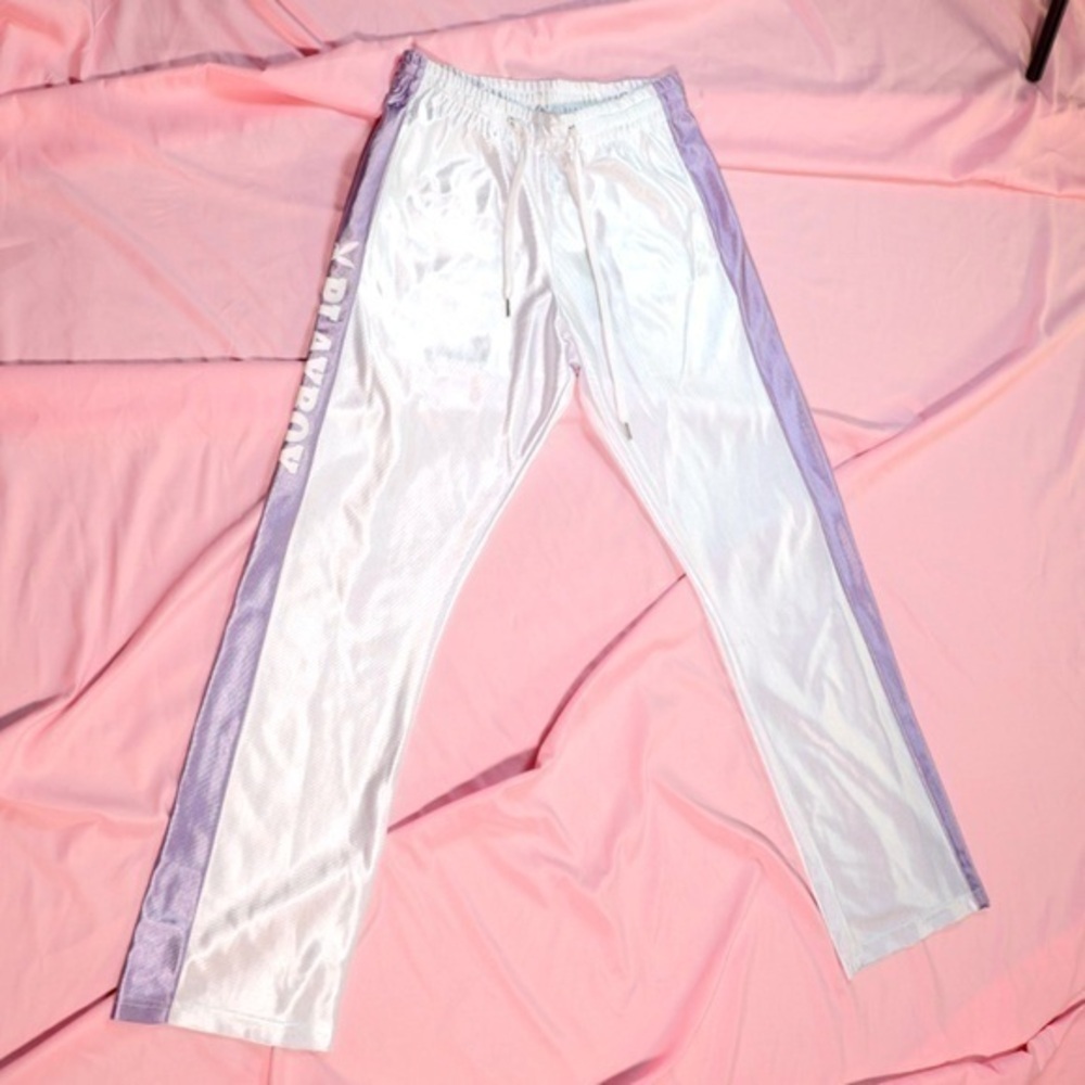 🅽🅴🆆 𝗥𝗔𝗥𝗘 𝐏𝐋𝐀𝐘𝐁𝐎𝐘 x Joyrich purple & white track pant, women’s M
